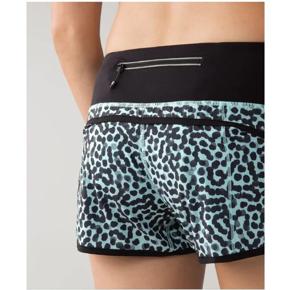 Lululemon Speed Up Short Size 2 Ace Spot Tranquil Blue Black 4